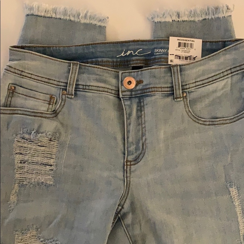 INC Curvy Rip & Repair Skinny Jeans